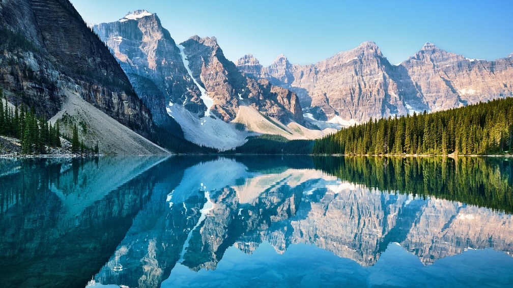 view of Moraine Lake & the Ten Peaks from a viewpoint