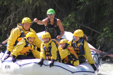 family rafting in Banff